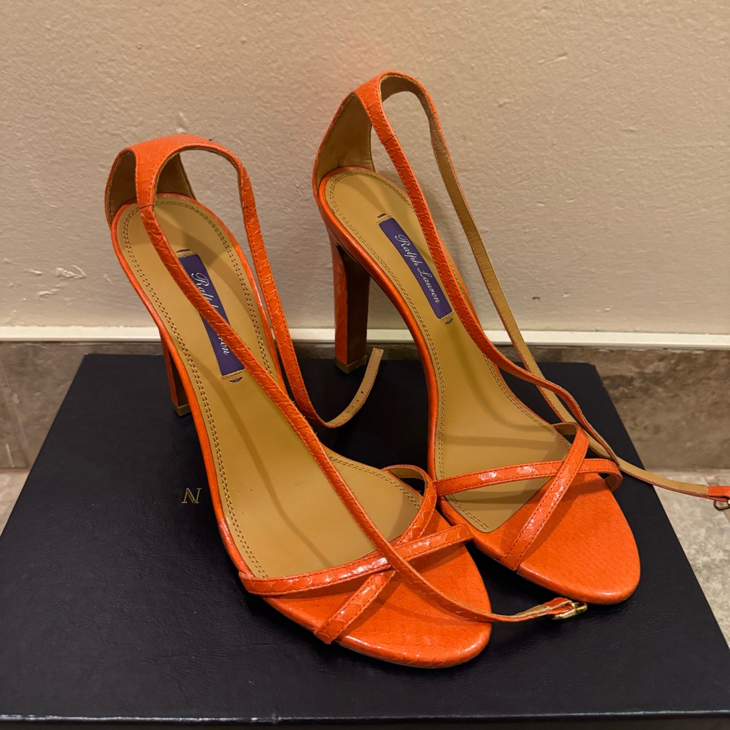 Leather 4” Heel Shoes Ralph Lauren Collection, Size 38